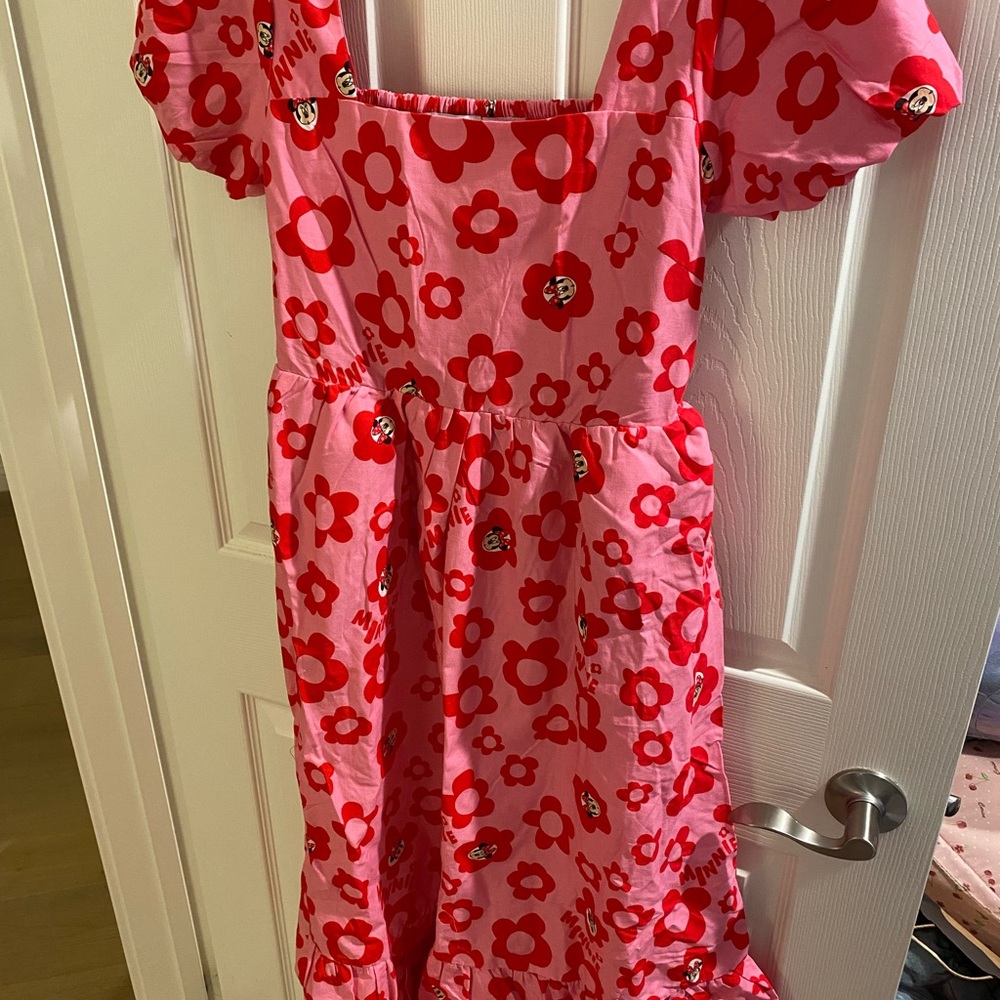 Disney Minnie Pink and Red Floral Dress  size xs